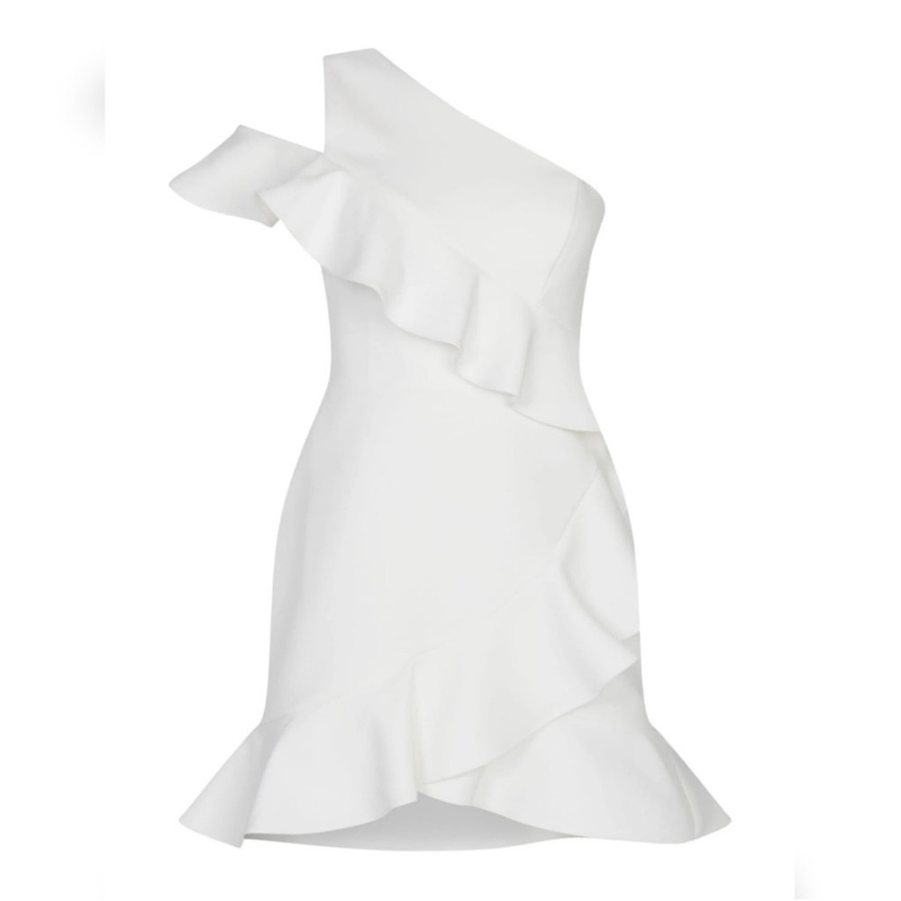 BCBGMaxAzria HOLLY ASYMMETRICAL RUFFLE DRESS - Picture 3 of 6
